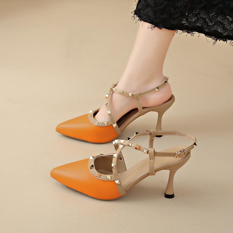 Fashion Women Gladiator Sandals Summer Luxury Trend Ankle Strap Sandals Women Brand Fashion Designer Rivets High Heels Shoes for Women