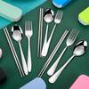Portable Stainless Steel Cutlery Set: Spoons, Chopsticks, Knife, Fork - Three-Piece Set