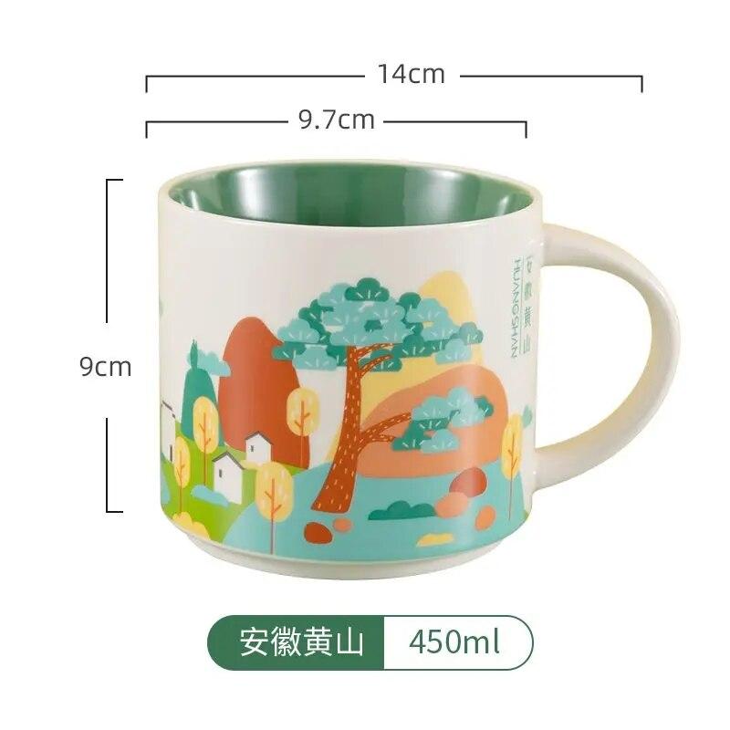 Ins City Cup USA City Bone China Mug Global Collection Ceramic Japan England London Paris Hawaii Chicago New York City Mug 400ML