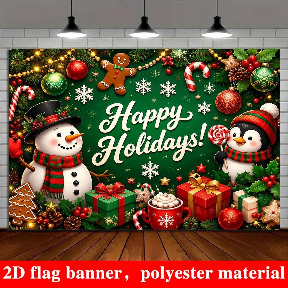 1Pcs Snowman Penguin Gingerbread Candies Gifts Decoration Background Christmas Backdrop Decorations For Photo Studio Booth Party