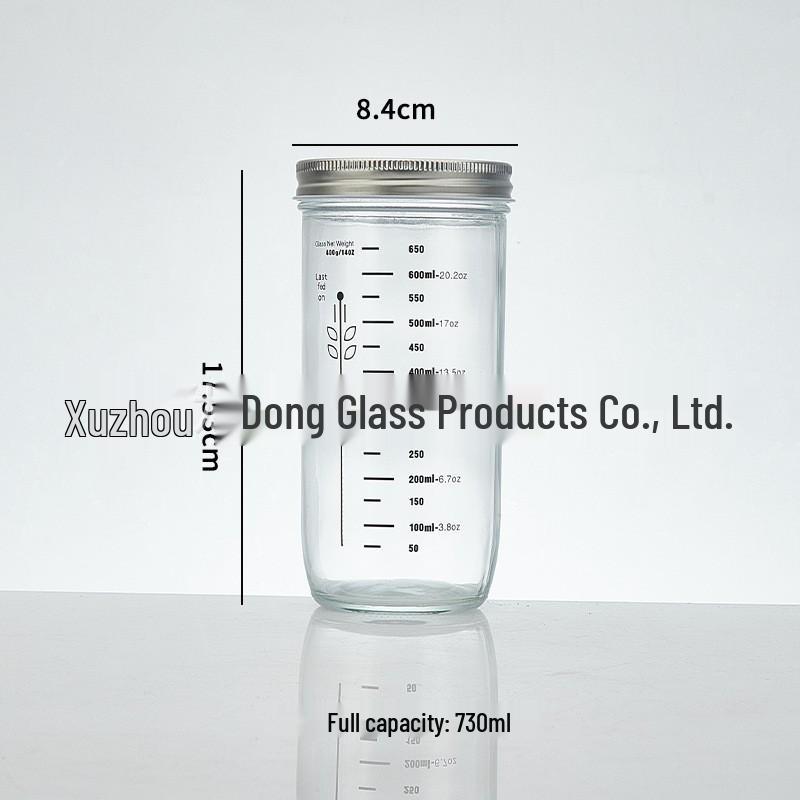 24oz Sourdough Fermentation Glass Jar with Scale and Sealed Petri Dish