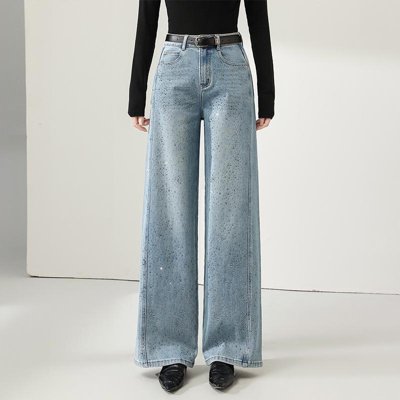 Light Blue High-Waisted Wide-Leg Jeans - 2026 Spring Collection S