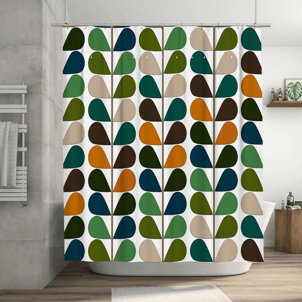 Shower Curtain Botanical Leaf Print Nature Themed Bathroom Decor Farmhouse Style Waterproof Fabric Backdrop Artistic Modern Desi