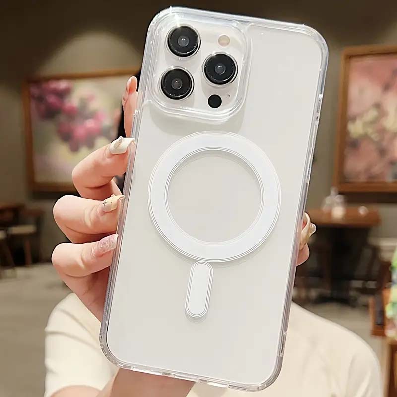 Transparent Anti Fall Magnetic Charge Phone Bumper Case For iPhone 17 16 15 14 13 12 Pro Max Clear TPU Soft Silicone Shockproof Protection Back Cover