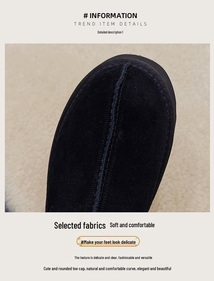 2024 Women's Platform Wool Slippers - Thick Sole, Furry, Plus Size, Outdoor, Warm Cotton