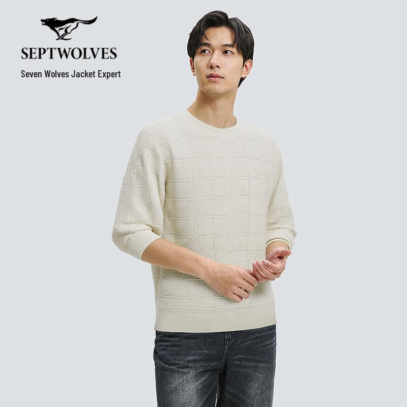 

SEPTWOLVES Men s Textured Crew Neck Long Sleeve Knit Sweater L