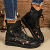 Fashion Vintage Breathable Hollowed Out Ankle Boots Women 2025 Autumn Retro Low Heel Solid Brown Boots Comfort Soft Sole Mom's Shoes