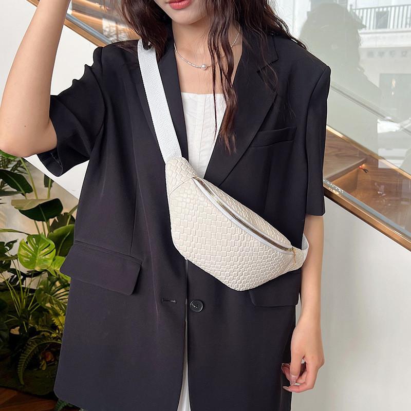 Stylish White Black And Khaki Women's Chest Bag For Casual Retro Summer Outfits