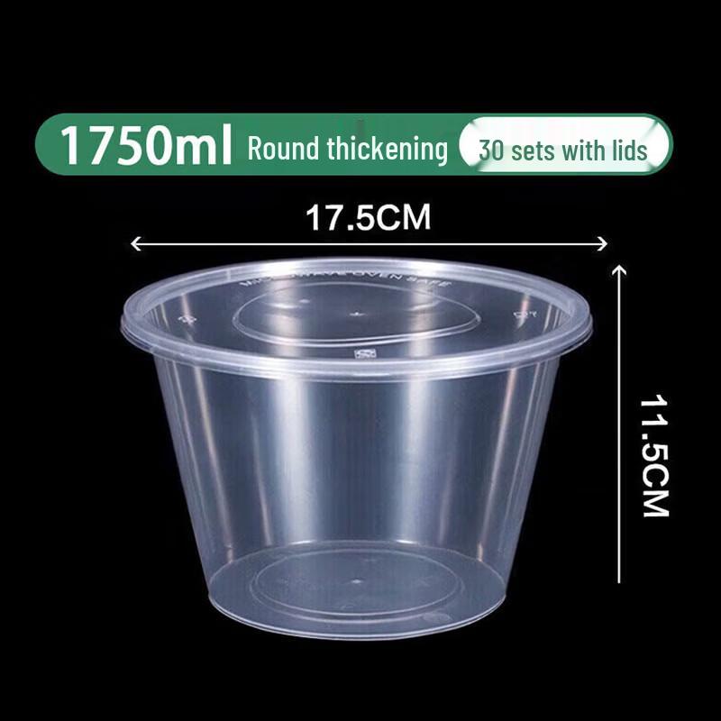 CIBO 1750ml Disposable Round Meal Prep Containers with Lids