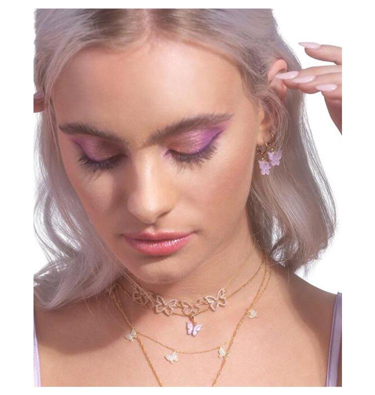 Colorful Resin Butterfly Earrings - European/American Women's Korean Style