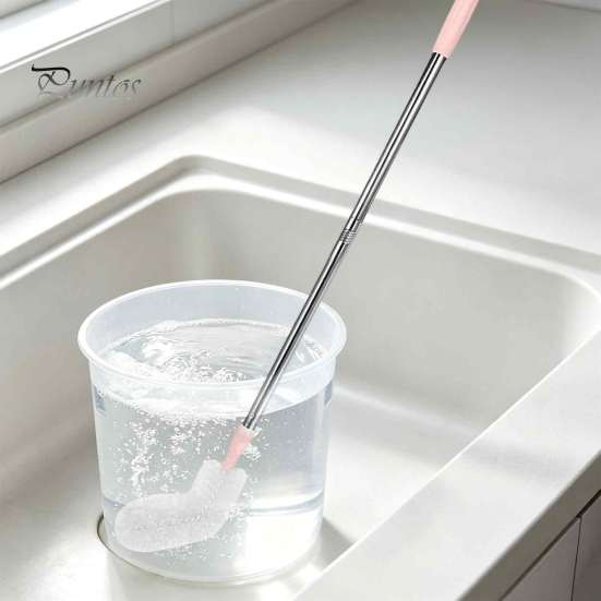 Effortless Cleaning Tool for Mineral Water Barrels Extra Long Stainless Steel Bucket Brush, Flexible High Density Bristle Curved Head Scrubber Narrow