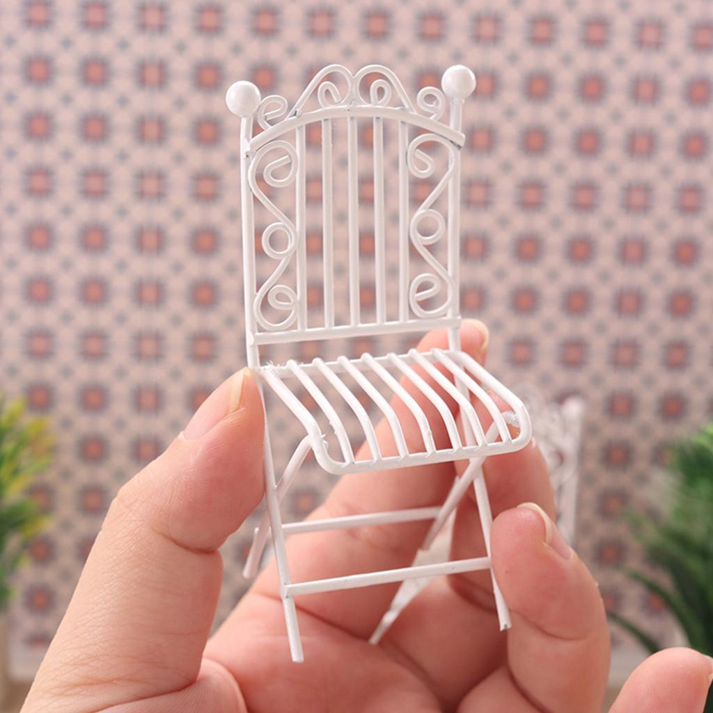 3in1 Miniature Iron Table And Chair Set For 1/12 Dollhouse Decors Craft Project And Garden Display Accessories