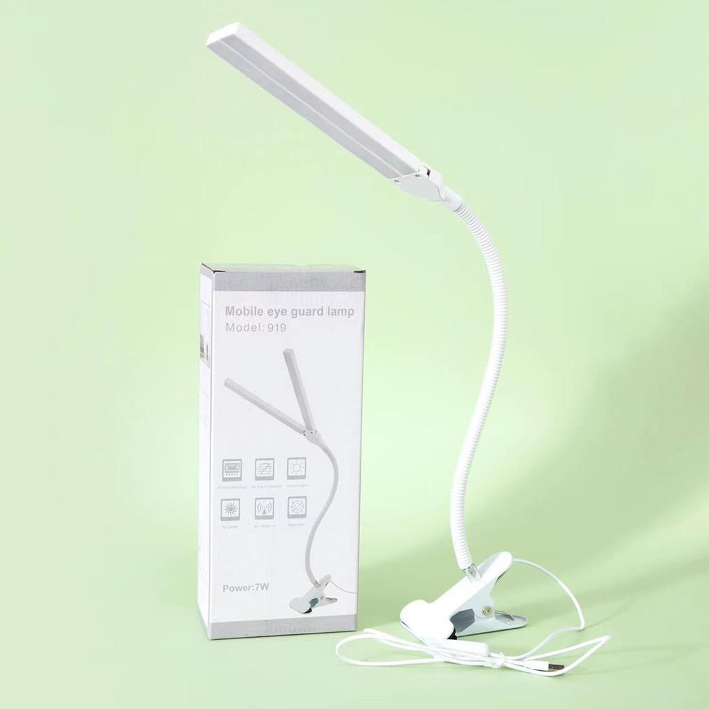 Clip On Desk Lamp Dual Head Eye Care Dimmable LED Night Light for Student Children   Reading Bedside