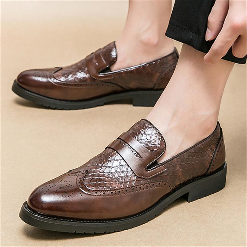 

Ретро пенни-лоферы Новые мужские остроносые лоскутные кожаные броги Обувь Дизайнерская Формальная Свадебная Выпускной Вечер Платье Возвращение домой Обувь 38