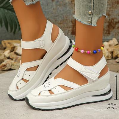 Sandali da Donna con Piattaforma a Larghezza Larga, Scarpe Basse Morbide con Tagli, Scarpe con Zeppa Traspiranti da Donna