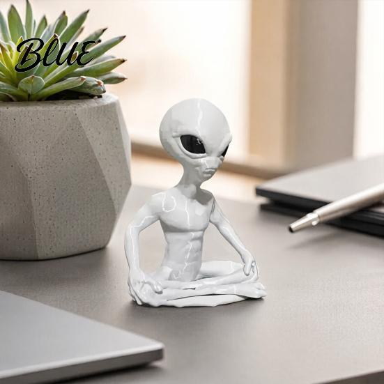 Alien Figurine 3D Printed Model Funny Yoga Zen Statue for Creative Desktop Ornament Room Meditation Space Living Office Decor Gift Sci-Fi