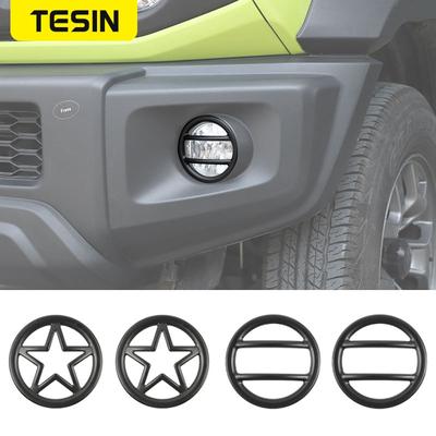 TESIN Car Front Fog Light Lamp Protect Decoration Cover for Suzuki Jimny    2022 Lamp Hoods Exterior