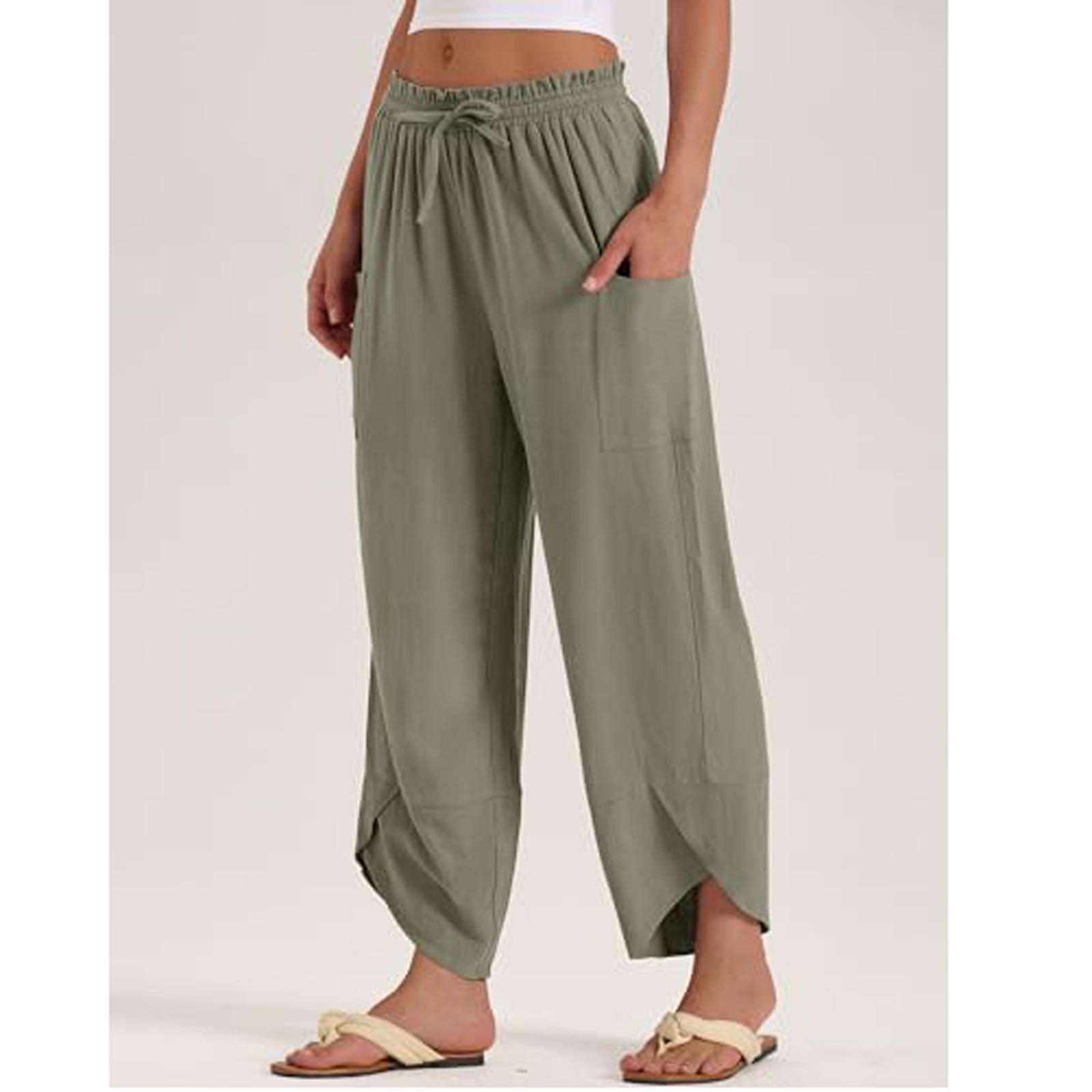 

Women s Casual And Fashionable Solid Color Loose Pants With Pocketes XXL