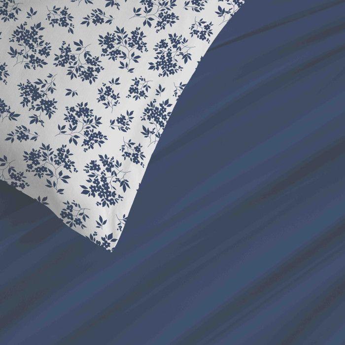 Pack complet housse de couette réversible "Vanessa" 6 pièces pour lit 140 x 190 Eloise Bleu