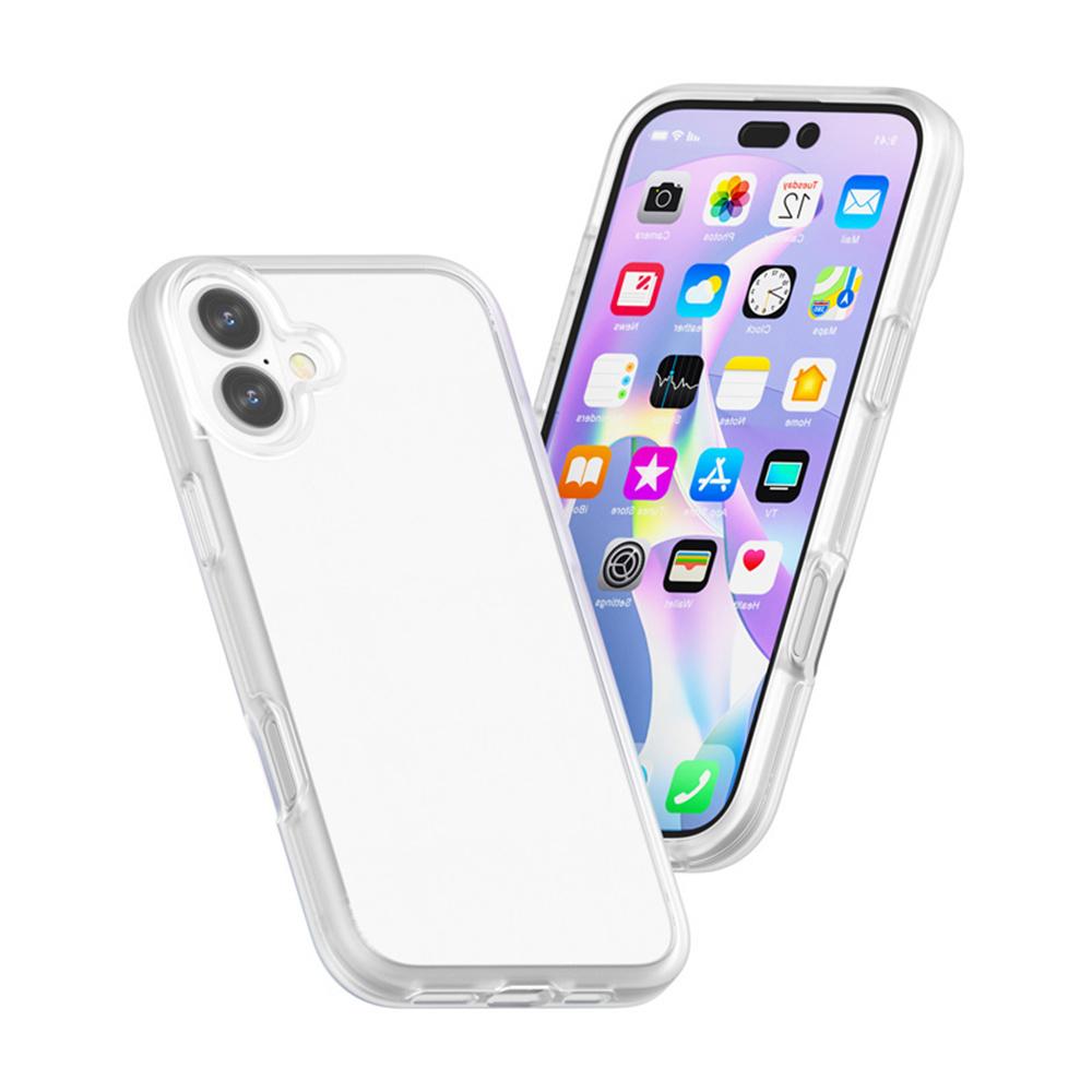 For iPhone 16 Case TPU+PC Matte Translucent Phone Back Cover