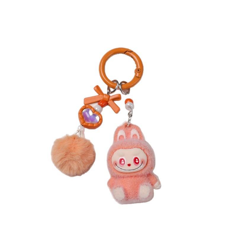 Doll Flocking Rabbit Student Lanyard Keychain Cute Bag Pendant Cute