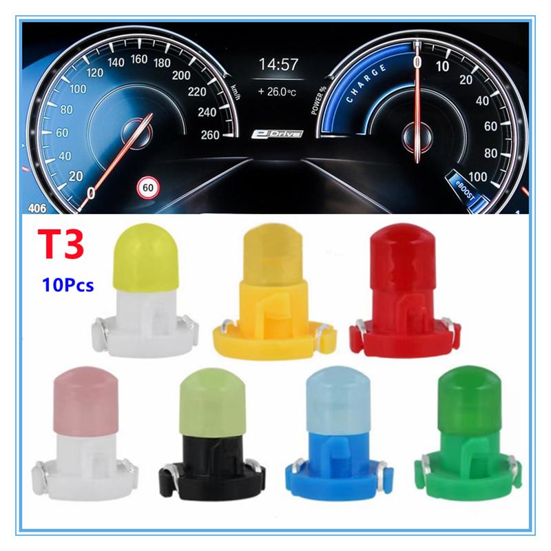 10PCS Interior Light T3 COB Wedge LED Auto Instrument Bulbs 12V Automóveis Car Styling Rosa Verde Azul Vermelho Amarelo Branco