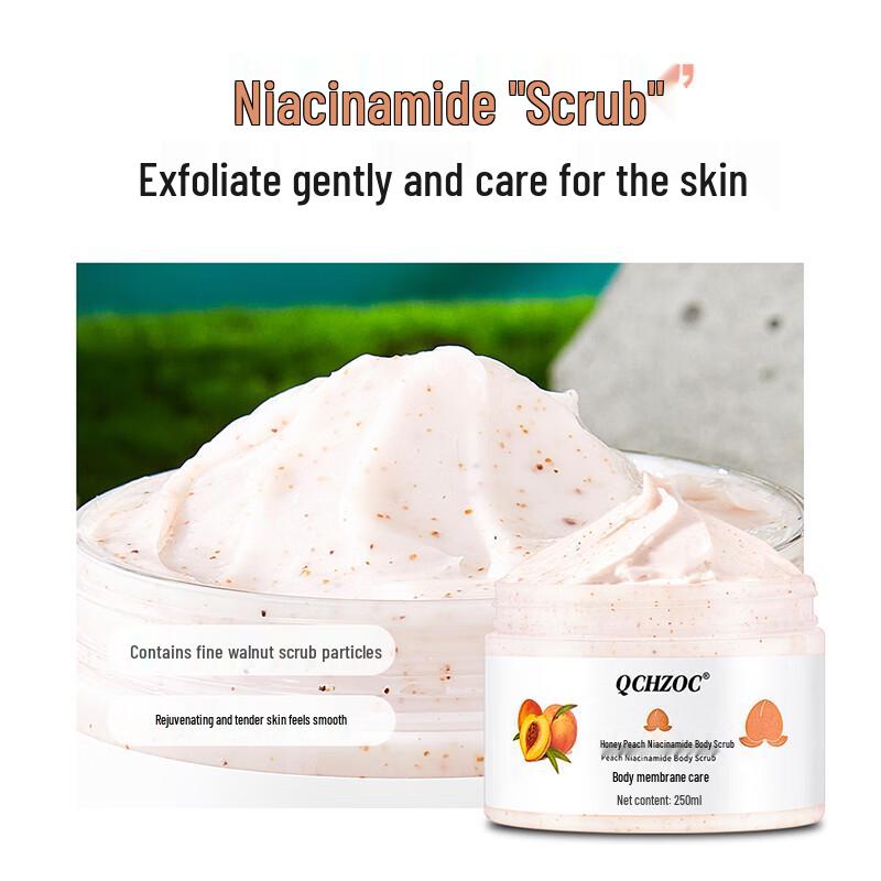 QCHZOC Peach Nicotinamide Body Scrub & Shower Gel Set