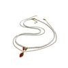 Hot-selling fashionable versatile strawberry double-layer necklace, simple summer small fresh imitation pearl collarbone chain necklace