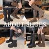 V-mouth Boots Women's 2025 Autumn and Winter New Belt Buckle Boots Retro Slim Velvet Thick-soled High Knight Boots