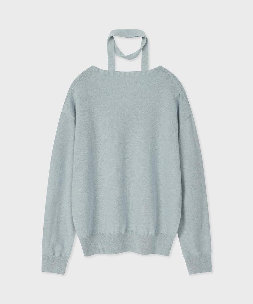 FALLETT Small Story Logo V-Neck Knit Sky Blue