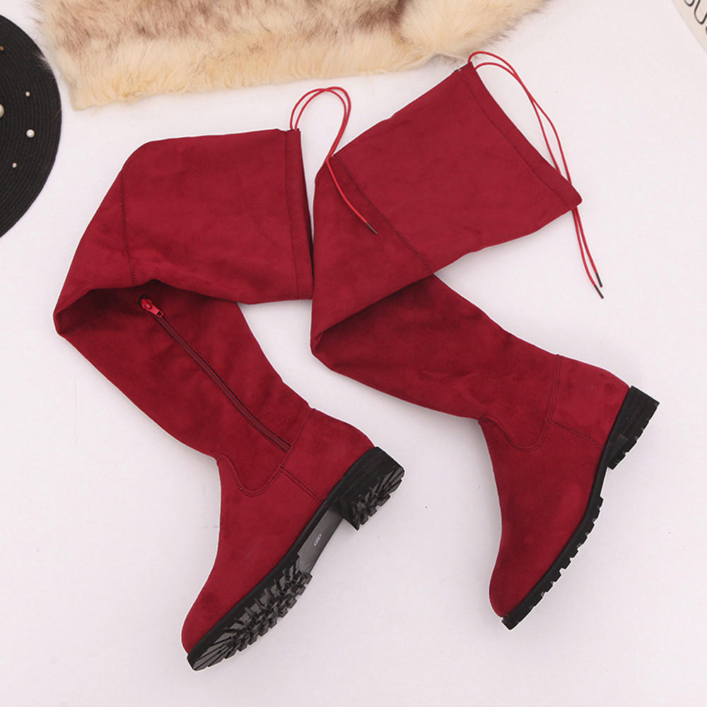 flat red boots womens