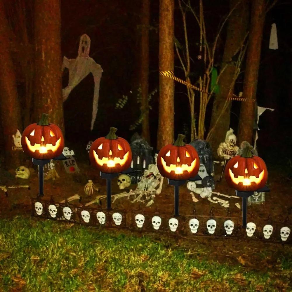 1 Pcs Halloween Pumpkin Pathway Solar Lights Lantern Stake Lights for Outdoor Halloween Decorations Yard Display Porch Decor