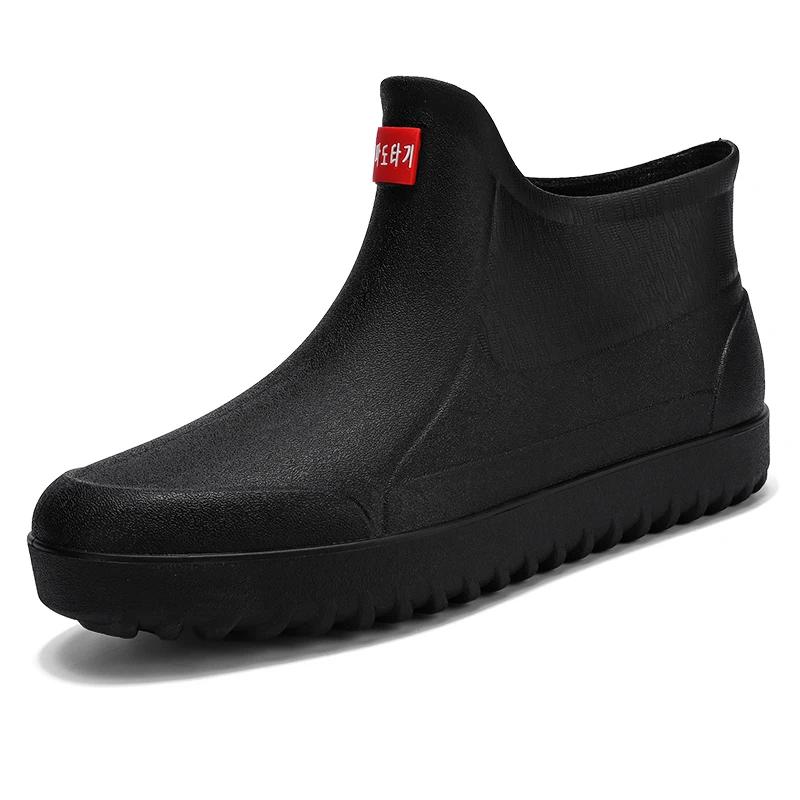 

Модные зимние ветрозащитные резиновые сапоги для мужчин, мужские резиновые сапоги до щиколотки, модные туфли для рыбалки, мужские водонепроницаемые рабочие повседневные ботинки 2024 45 чёрный