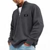 Men's Retro Corduroy Long Sleeve Shirt with Zip-Up Stand Collar Casual Top