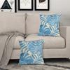 Watercolor Light Blue Palm Leaf Pillow Covers Set of 2 Summer Tropical Leaves Decorative Pillow Cases Linen Square Cushion Cover