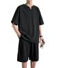Top und Hose Kurz Kurz M [Atkata] Herren T-Shirt, Set, 2-teiliges Set, Ärmel, Shorts, Hose, Lässig, Loungewear, Stilvoll, Schwarz,