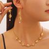 Gold Plated Starfish & Shell Jewelry Set, Ocean Themed Necklace, Earrings & Bracelet for Women