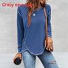 Eco Friendly Long Sleeve T Shirt With Buttons And Irregular Hem For Casual Spring Wear