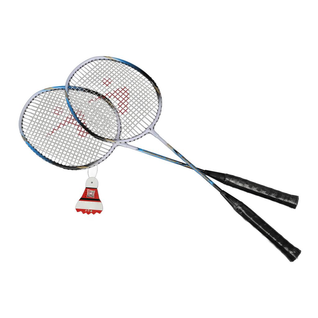 1 Pair Blue Badminton Racket Set Aluminum Alloy Comfortable Hand Grip Non Slip Badminton Racquet Kit