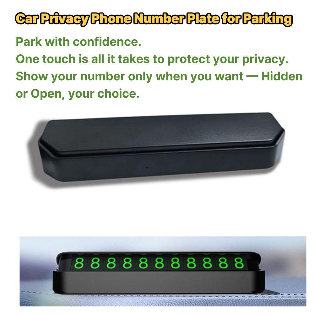 Temporary Car Parking Card 1+1 2set, Magnetic Phone Number Display Plate with Privacy Slide Cover, Car Dashboard Accessories