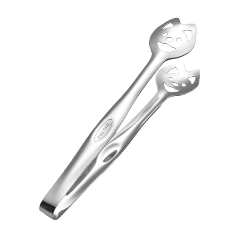 Food Grade Ice Cube Clamp Non-slip Salad Tongs Multi-functional Grill Tongs  Kitchen Utensils Dog Silver