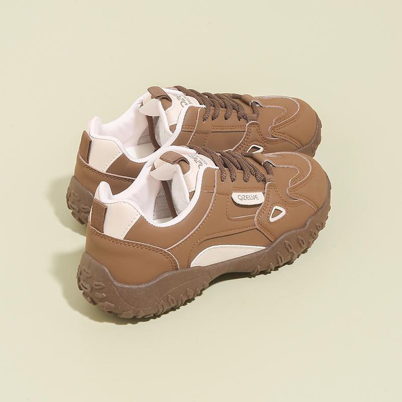 Modische CRLAYDK Sneaker für Damen Schnürschuhe Mode Komfortschuhe Lässige Leder Damen Walking Lederschuhe Anti-Rutsch Trainer