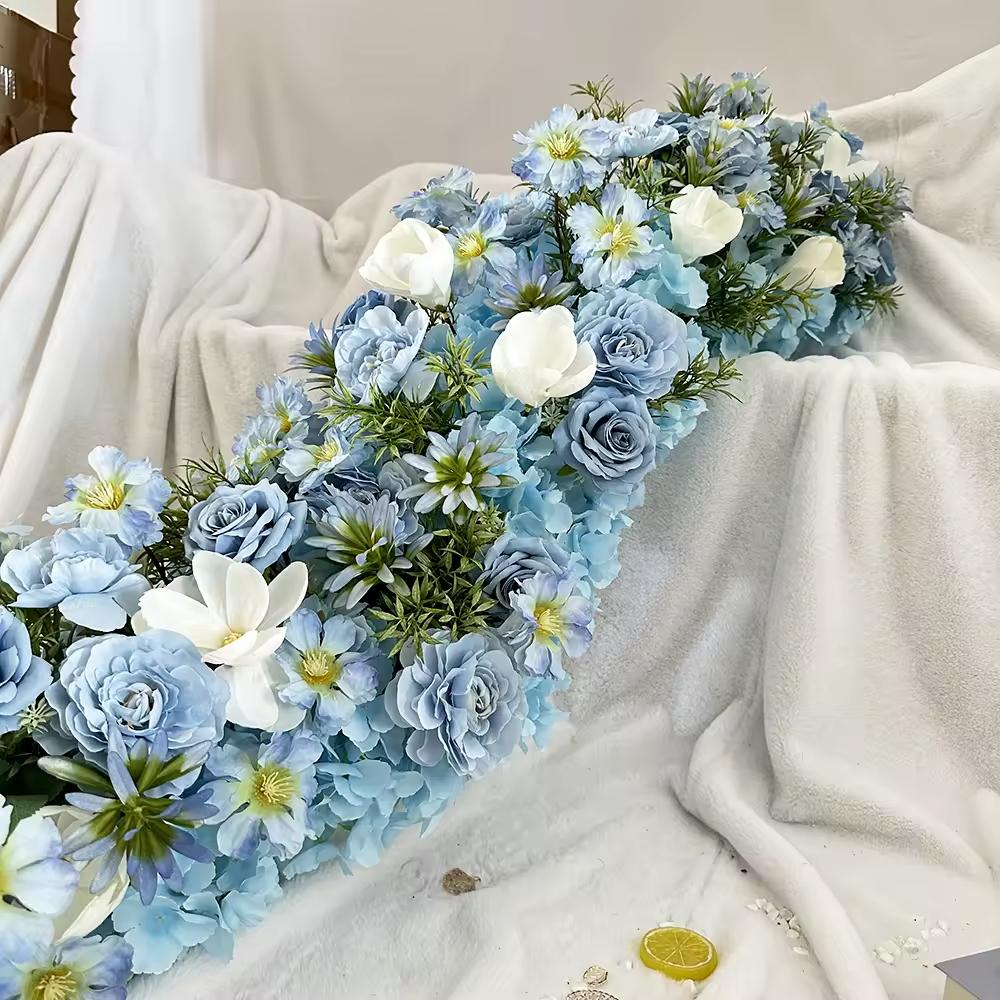 

Uflower 200 см Искусственная Синяя Цветочная Гирлянда-Дорожка Элегантный Искусственный Фон для Центральной Сцены Свадебной Вечеринки Домашнего Декора 50x30cm