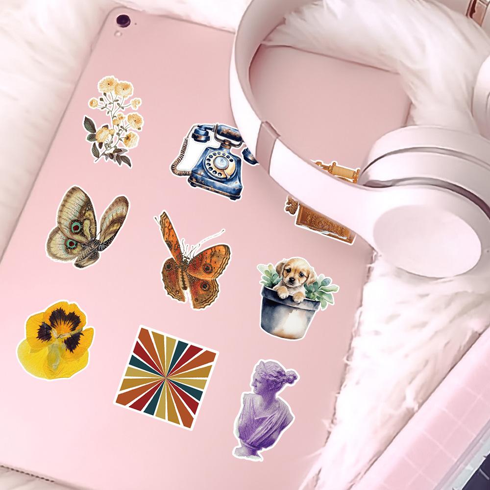 50 Retro Graffiti Stickers Notebooks Palette Case DIY Decorative Stickers Waterproof Creative Children's Girl Stickers