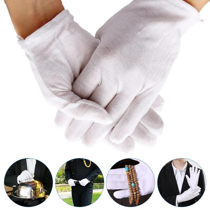 5pairs Household Cleaning Tools Soft Cotton Work Gloves for Dry Hands Handling Film SPA Gloves Ceremonial High Stretch Gloves