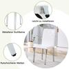 Set of 4 dining chairs in pure white with high-gloss silver - light luxury. The first choice for European dining areas. Silver-coloured metal legs.