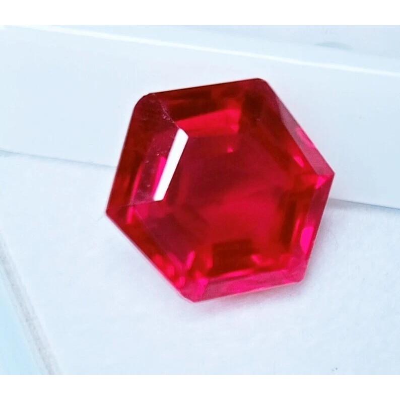 Ruby Mozambique Red Natural 10+ Ct Hexagon Cut Fabulous Certified Gemstone