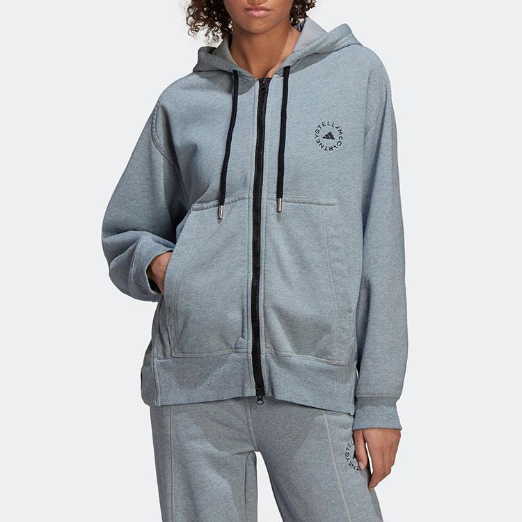 adidas X Stella McCartney Kooperation Solides Logo Mikro-Badge Sportlich Lässige Kapuzenjacke Damen Jacke Grau HB7405