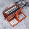 Women's Retro Oil Wax PU Leather Long Wallet With Large Capacity