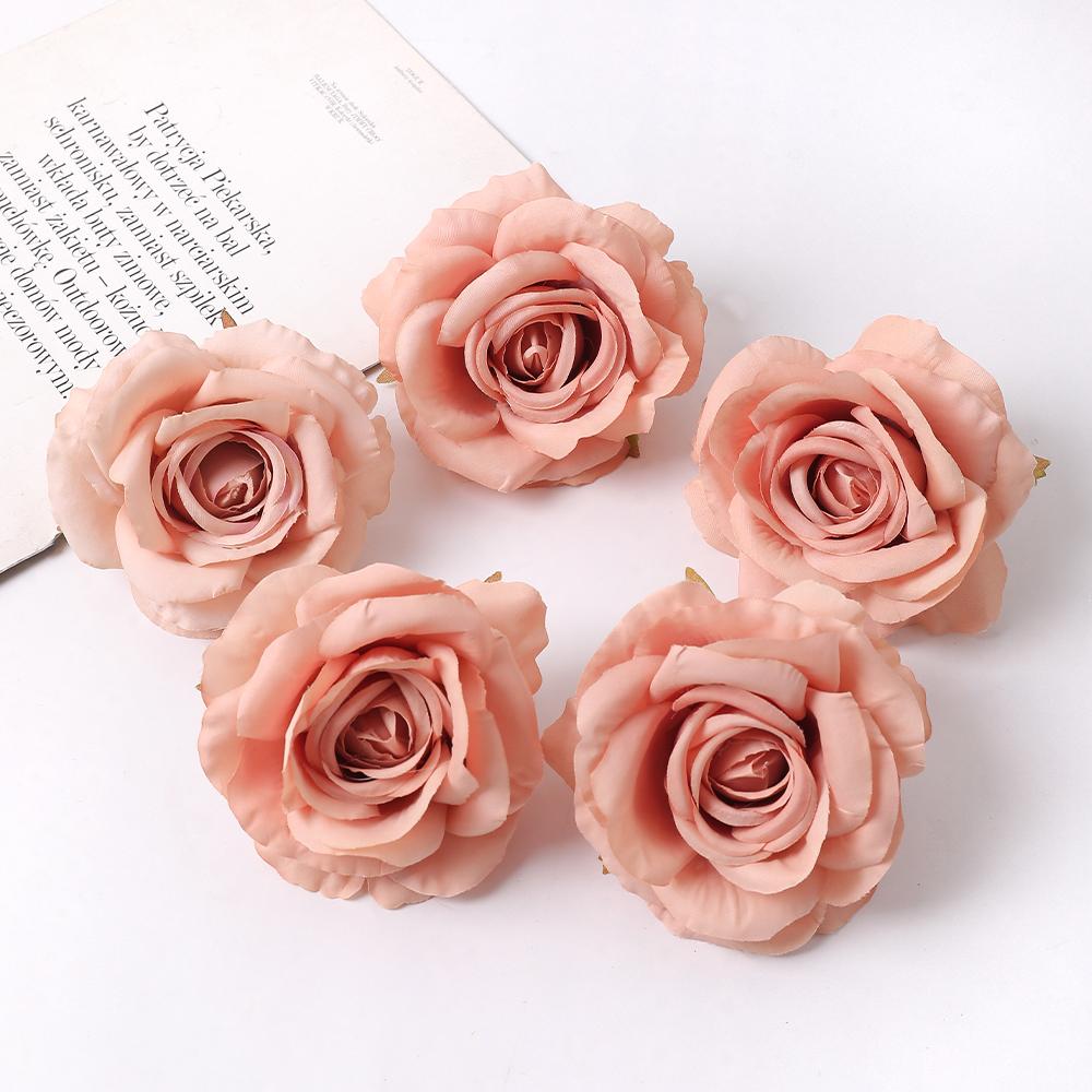 2/5Pcs 10cm Artificial Rose Silk Flower Heads Simulated Flower Home Room Decoration Wedding Decoration DIY Wreath Accessories